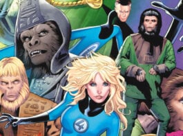 Marvel sending the FANTASTIC FOUR crashing onto the PLANET OF THE APES Planet of the Apes vs Fantastic Four #1 featured