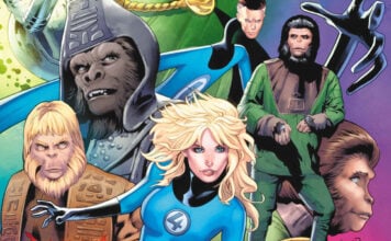 Marvel sending the FANTASTIC FOUR crashing onto the PLANET OF THE APES Planet of the Apes vs Fantastic Four #1 featured