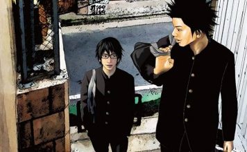 Beat’s Bizarre Adventure: SETO UTSUMI talks up a storm Cover of Seto Utsumi. Two boys wearing high school uniforms walk up stairs. The one on the left is wearing glasses, the one on the right has his hair in spikes.