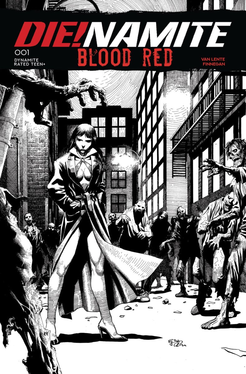 Die!Namite: Blood Red #1 Cover Q E. J. Su Black & White Variant