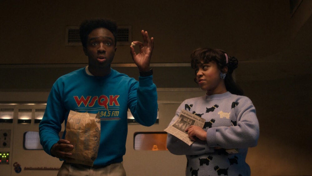 Lucas (Caleb McLaughlin) and Erica (Priah Ferguson) pitching their equally flawed plans