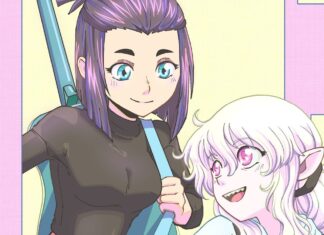 Beat’s Bizarre Adventure: FINDING MY VOICE with art two girls staand together. one of them has pointy ears and teeth as well as red eyes. the other has a blue guitar slung over her shoulder.