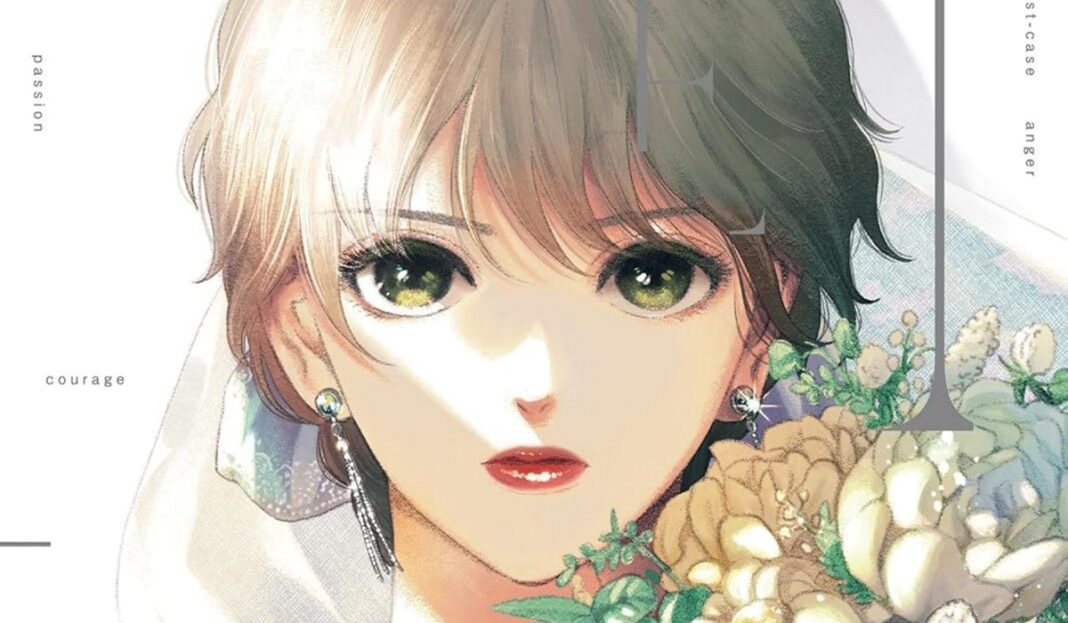 gene bride featured A woman stands in a wedding dress as she holds a bouquet of white flowers.