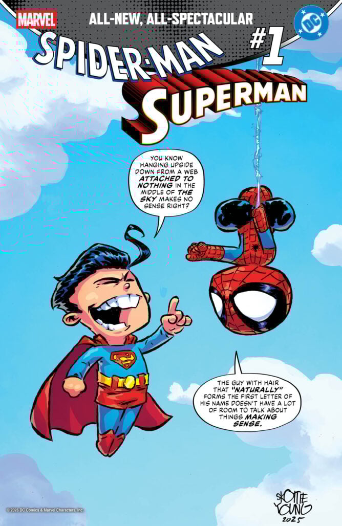 Spider-Man/Superman cover by Skottie Young