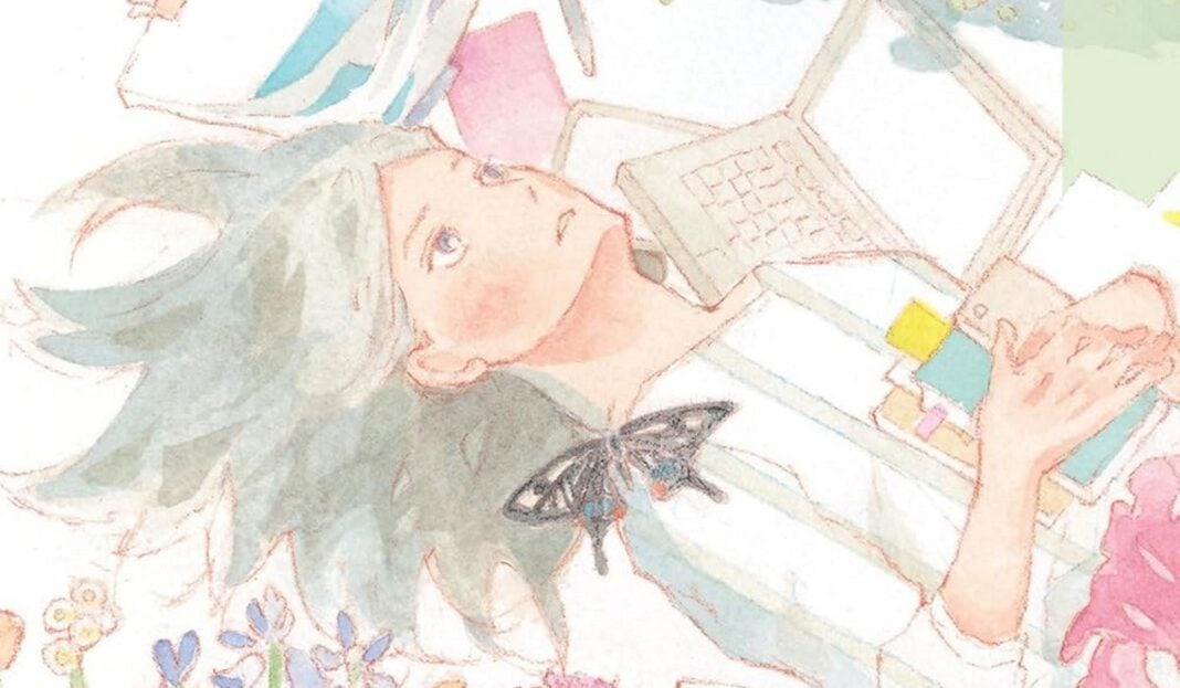 since i could die tomorrow header A woman lies in a field of flowers. She is surrounded by scripts, notebooks and a laptop. A butterfly flies in the foreground.