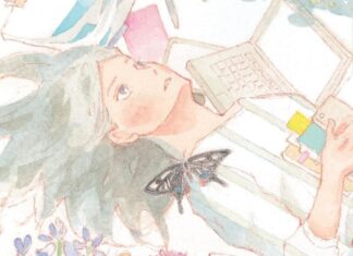 Beat’s Bizarre Adventure: SINCE I COULD DIE TOMORROW lives A woman lies in a field of flowers. She is surrounded by scripts, notebooks and a laptop. A butterfly flies in the foreground.