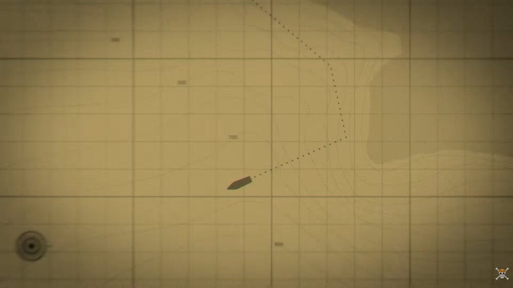 closeup of a map with the vessel transporting the treasure of the answer to the One Piece somewhere within Japanese waters. 