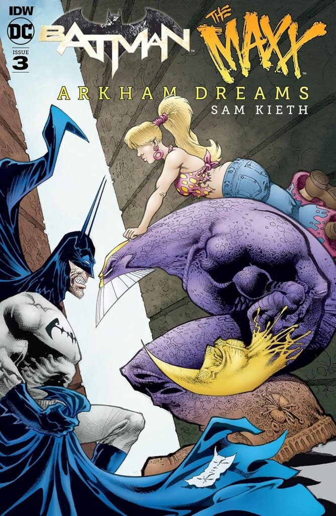 Cover of Batman/The Maxx: Arkham Dreams #3 (2018), featuring Kieth's distinctive character designs