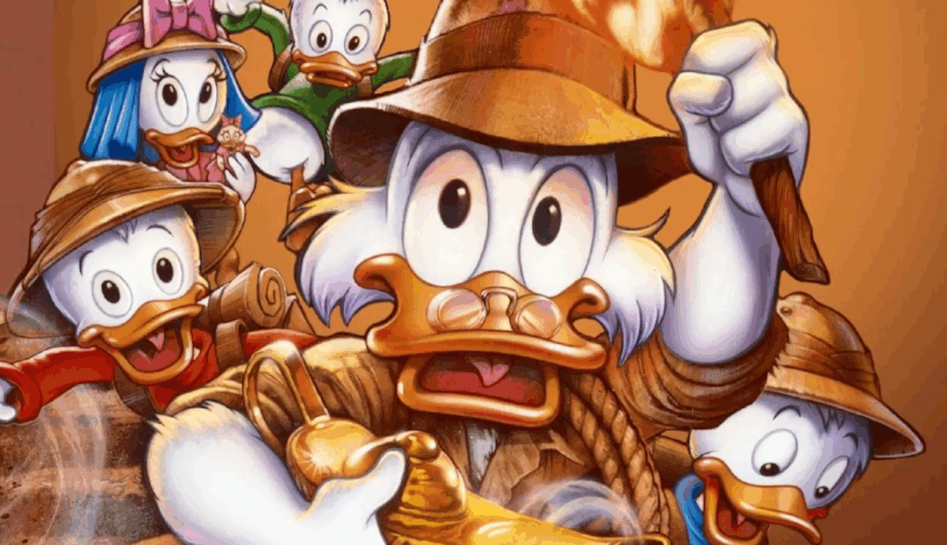 DTWO Scrooge and the kids on the cover of The Disney Afternoon Adventures: DuckTales: Treasure of the Lost Lamp and Other Stories