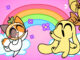 CHIKN NUGGIT creator Kyra Kupetsky leaves BuzzFeed to protest AI requirement screenshot from an episode of Chikn Nuggit with his friend Chee, a calico cat on the left, with Chikn on the right standing cheerfully beneath a rainbow.