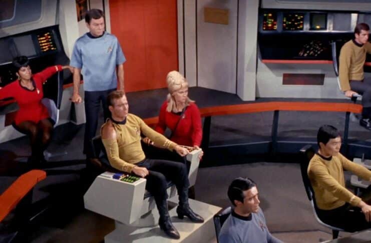The bridge set from Star Trek: The Original Series featuring the cast. Rumored to be the next LEGO Franchise set.
