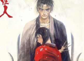 Beat’s Bizarre Adventure: This BLADE is IMMORTAL blade of the immortal header. a man stands holding two swords. in front of him a woman turns away from the reader while holding kunai; she is wearing a red robe.