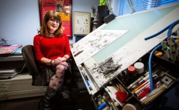 Simone and Ajax creator comes out as Margeaux Pepoy margeaux pepoy at her drawing table