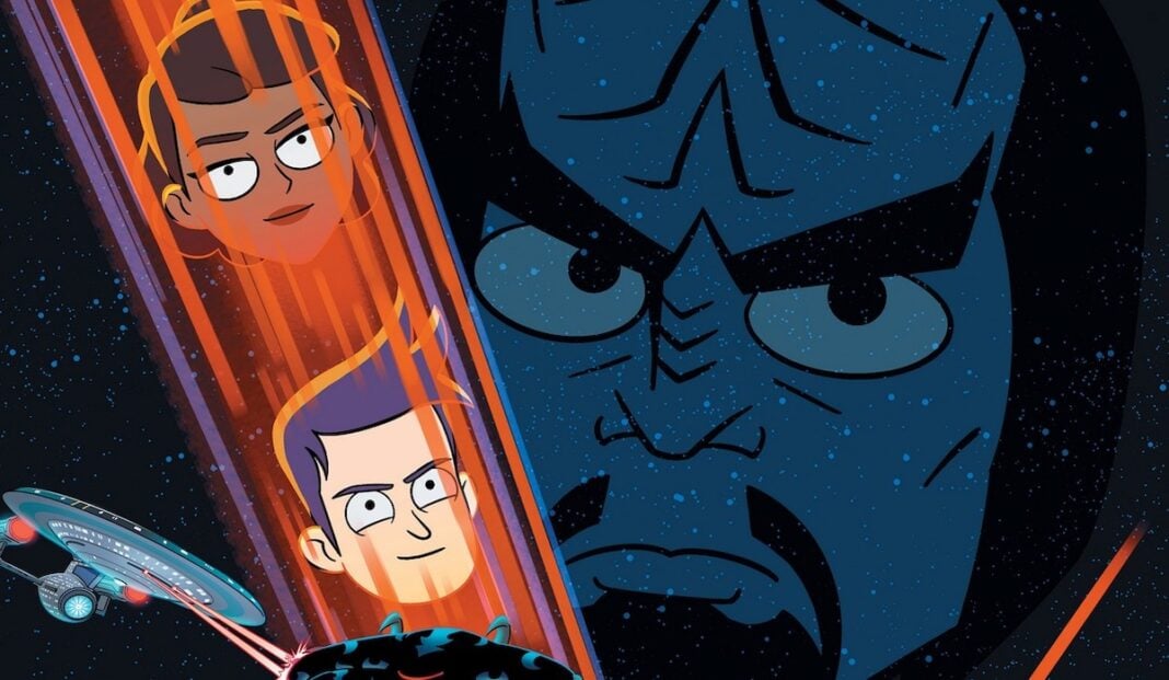 Mariner, Boimler and Worf on the cover of Star Trek: Lower Decks #18