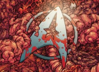IDW announces STAR TREK: RED SHIRTS sequel series, GHOST OF THE 21ST CENTURY A Starfleet delta in a sea of viscera. A cover for Star Trek: Red Shirts: Ghosts of the 21st Century.