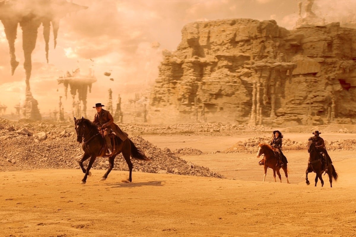 (L-R): Anson Mount as Captain Pike, Christina Chong as La’an Noonien-Singh, and Babs Olusanmokun as Dr. M’Benga in season 4, episode 1, of Star Trek: Strange New Worlds streaming on Paramount+, 2026.