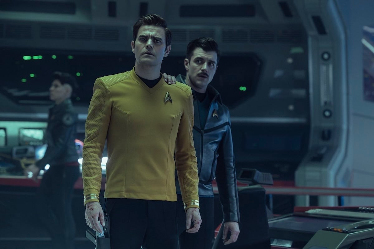 (L-R): Paul Wesley as James T. Kirk and Dan Jeannotte as Sam Kirk in season 4, episode 2, of Star Trek: Strange New Worlds streaming on Paramount+, 2026.