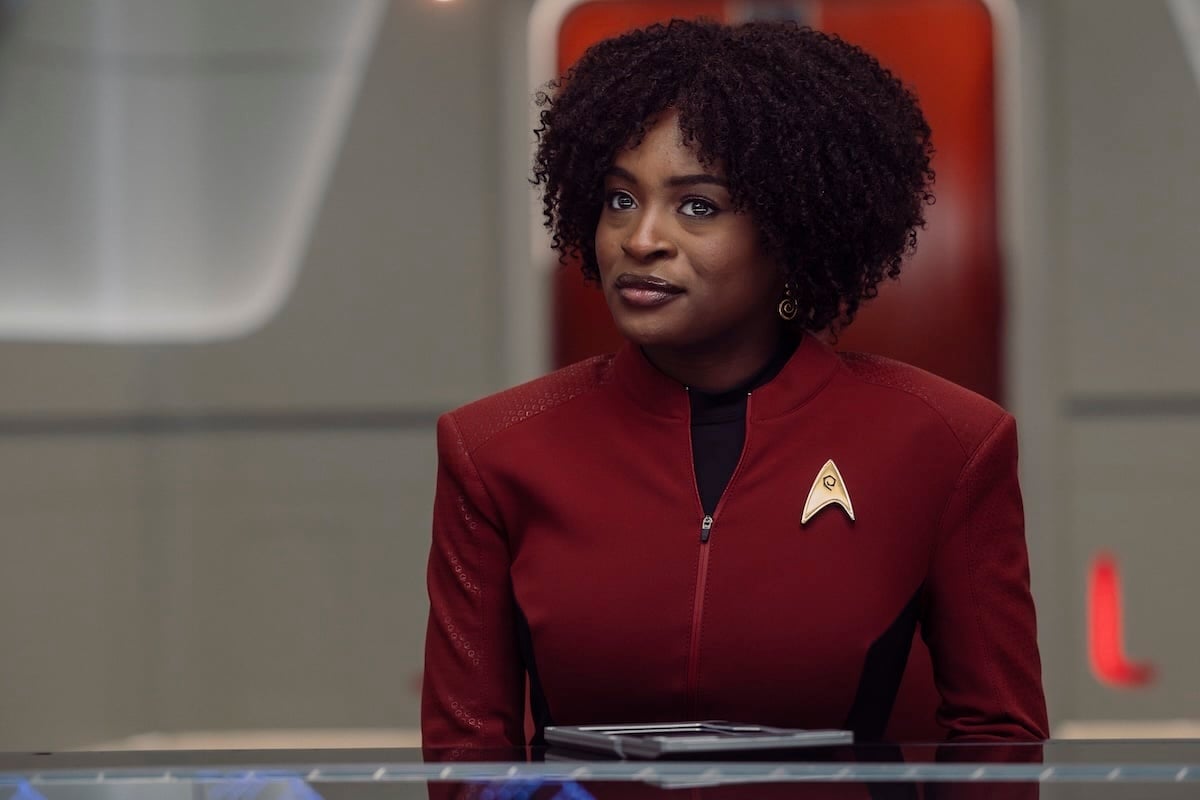 Celia Rose Gooding as Uhura in season 4, episode 1, of Star Trek: Strange New Worlds streaming on Paramount+, 2026.