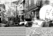 Beat’s Bizarre Adventure: A surprising INVITATION FROM A CRAB A person wearing a backpack walks through a street of apartments. Beneath reads a paragraph of text: I've been invited by a crab before.