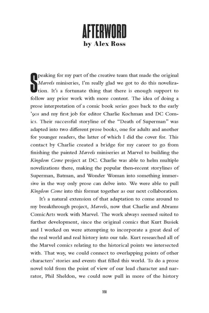 Marvels: The Novelization Afterword by Alex Ross