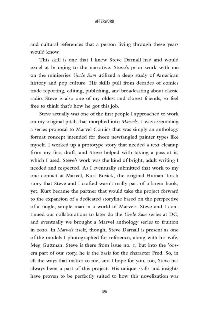 Marvels: The Novelization Afterword by Alex Ross