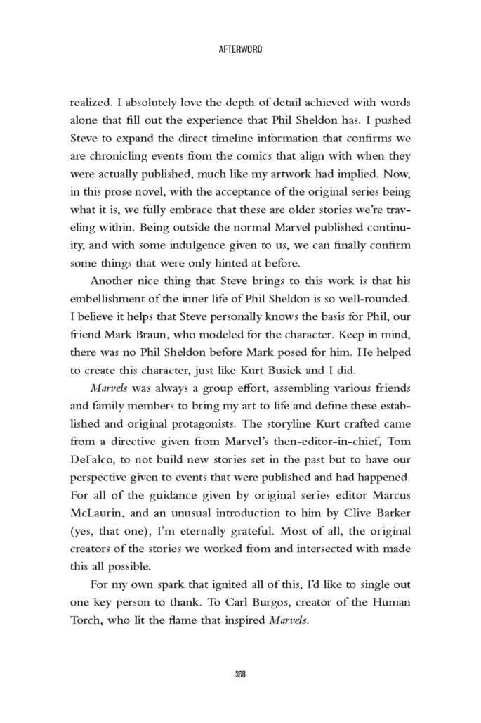Marvels: The Novelization Afterword by Alex Ross