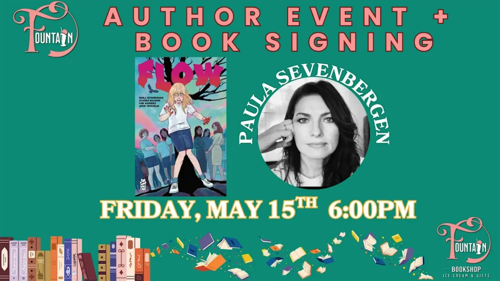 Paula Sevenbergen Flow Fountain Bookshop ad