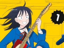 Beat’s Bizarre Adventure: GIRL MEETS ROCK! knows how to rock Girl meets Rock! Japanese cover. A girl wearing a high school uniform plays a red guitar as she kicks a shoe into the air.