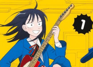 Beat’s Bizarre Adventure: GIRL MEETS ROCK! knows how to rock Girl meets Rock! Japanese cover. A girl wearing a high school uniform plays a red guitar as she kicks a shoe into the air.