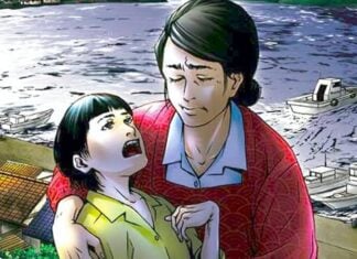 Beat’s Bizarre Adventure: A tragic MINAMATA STORY that might make you cry The Minamata Story cover. A woman wearing a red sweater holds a spasming child. Water and boats can be seen in the background.