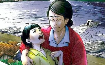 Beat’s Bizarre Adventure: A tragic MINAMATA STORY that might make you cry The Minamata Story cover. A woman wearing a red sweater holds a spasming child. Water and boats can be seen in the background.