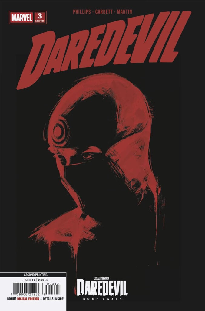 Daredevil #3 (2026) second printing cover featuring Bullseye