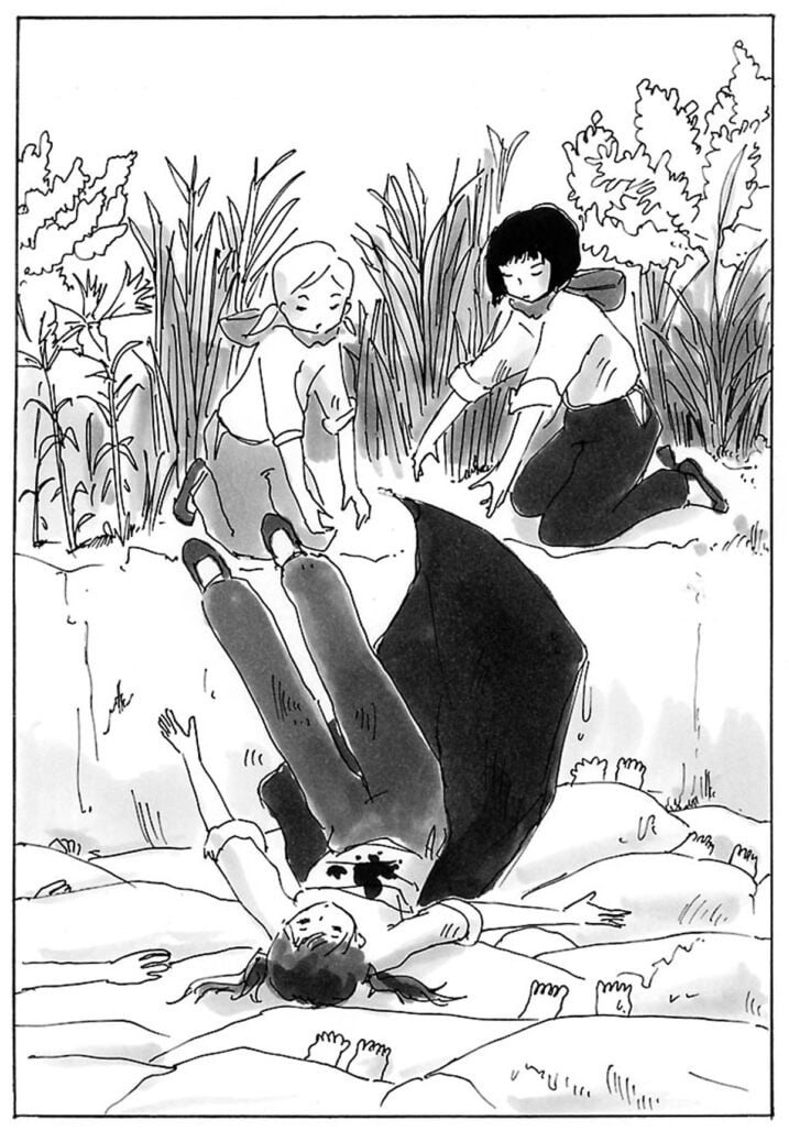 Dumping a body into a mass grave