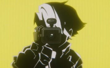 CYBERPUNK: EDGERUNNERS 2 sets a grim tone with new teaser still frame from the first teaser for Cyberpunk: Edgerunners 2 with the silhouette of Roman Carax looking through the lens of a handheld camera.