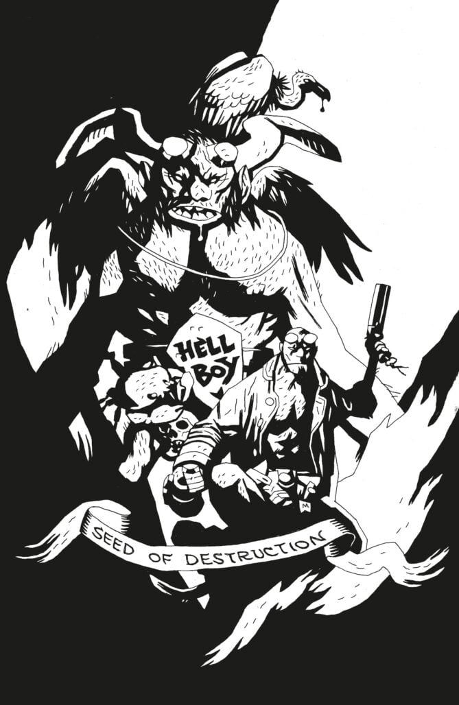 Hellboy: Seed of Destruction #1 (Facsimile) Black & White Cover by Mike Mignola