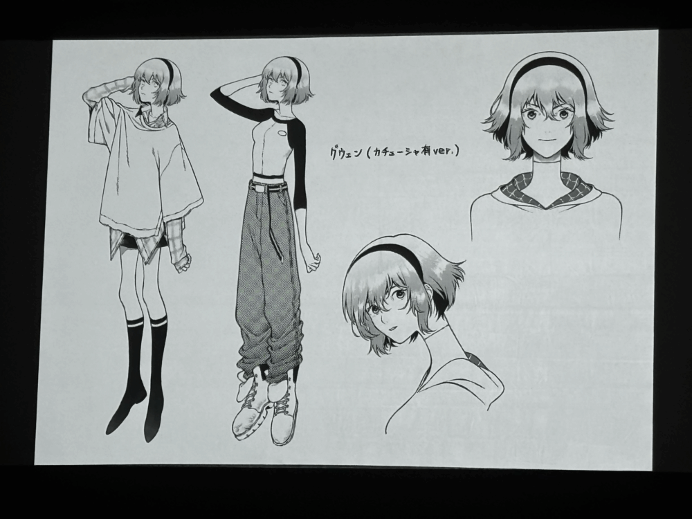 Spider-Gwen character design sheet,