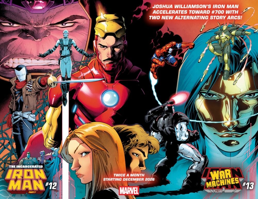 Iron man #12-13 connecting covers by Gleb Melnikov & Nolan Woodward