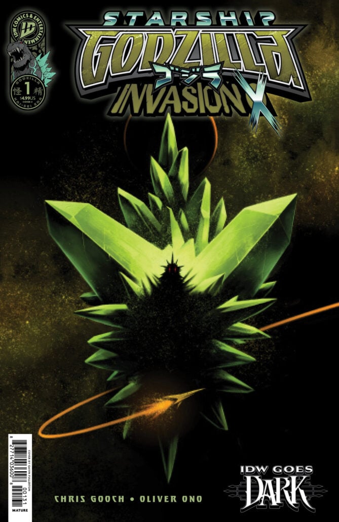 Starship Godzilla: Invasion X cover C (IDW Goes Dark variant) by Gavin Fullerton