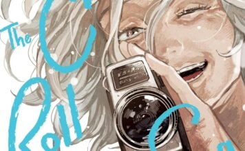 Beat’s Bizarre Adventure: CREDITS ROLL INTO THE SEA sets sail The cover of The Credits Roll Into the Sea. An older woman smiles as she holds a movie camera. One of her eyes is closed.