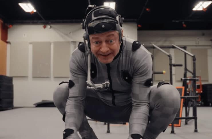 Andy Serkis filming The Lord of the Rings: The Hunt for Gollum