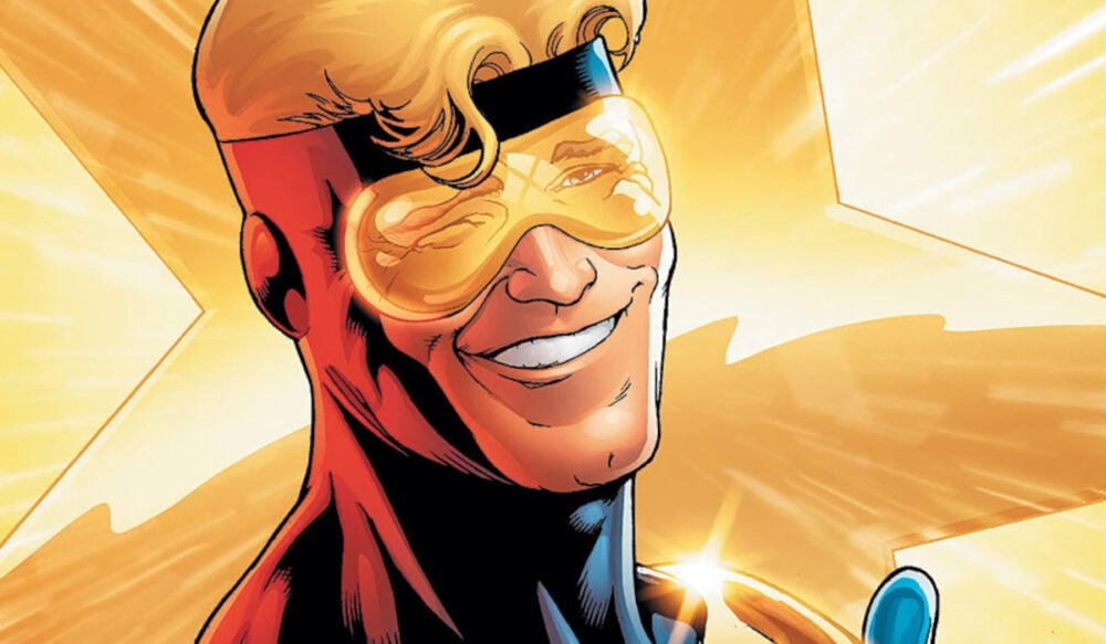 Detail of Booster Gold #32 (2010)'s cover by Kevin Maguire