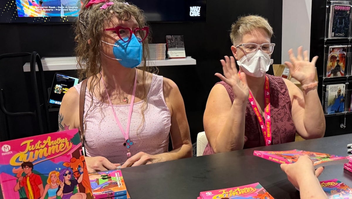 Bridges Interview Tilly and Susan Bridges at the Mad Cave booth at San Diego Comic-Con 2026