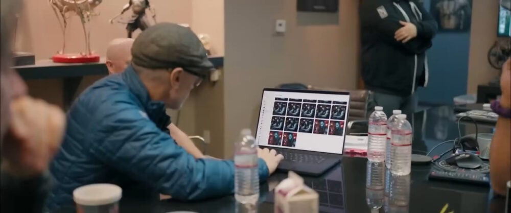 Craig Gillespie looking at Lobo designs on a laptop