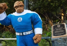 Jack Kirby receives commemorative plaque at Disney California Adventure Park The Thing at Jack Kirby's plaque in Disneyland