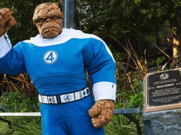 Jack Kirby receives commemorative plaque at Disney California Adventure Park The Thing at Jack Kirby's plaque in Disneyland
