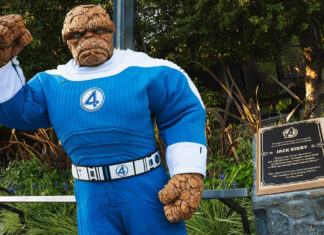 Jack Kirby receives commemorative plaque at Disney California Adventure Park The Thing at Jack Kirby's plaque in Disneyland