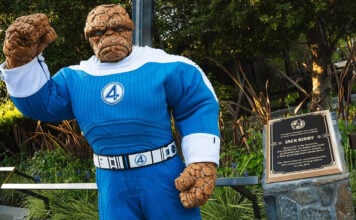 Jack Kirby receives commemorative plaque at Disney California Adventure Park The Thing at Jack Kirby's plaque in Disneyland
