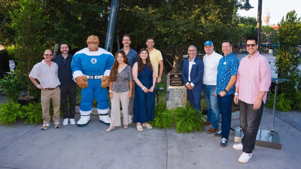 A group photo taken after the plaque's unveiling, courtesy of Marvel.