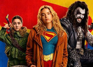 Official SUPERGIRL video made private after AI allegations Supergirl ensemble poster featuring Lobo header