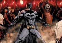 Beat’s Bizarre Adventure: BATMAN dons a DEATH MASK The cover of Batman: Death Mask. Batman fends off an army of skeletons wearing samurai armor.